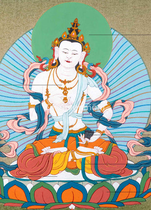 Vajrasattva Thangka in Authentic 24K Gold | Traditional Dorsem Painting | Buddhist Thangka Art