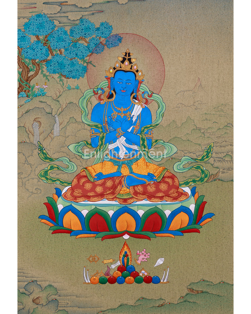 Small Vajradhara Thangka | Primordial Buddha Dorje Chang | Traditional Tibetan Art