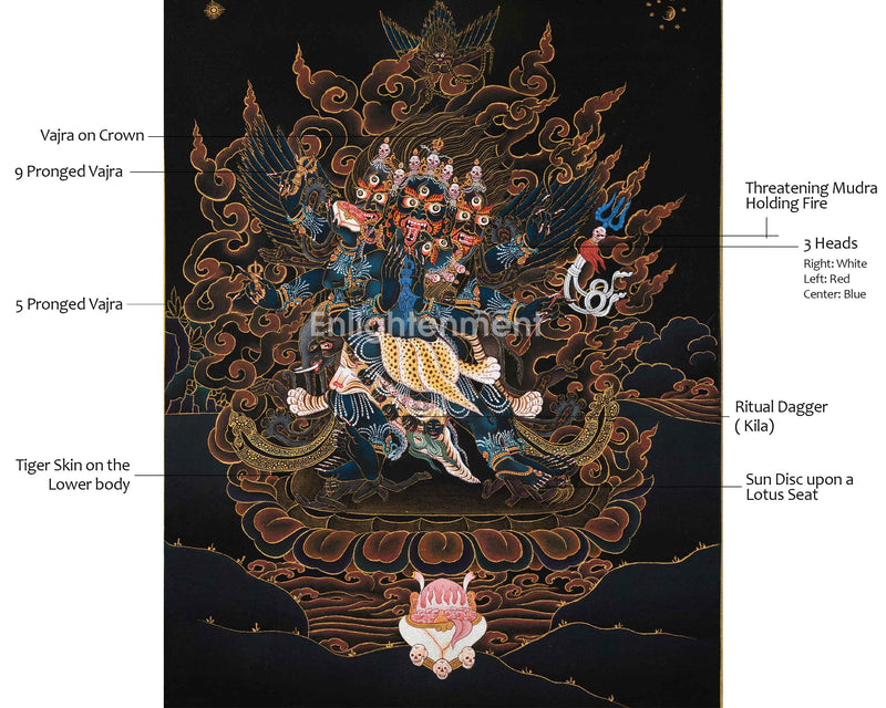 Hand-Painted Vajrakilaya Thangka | Fierce Deity of Tibetan Buddhism | Wrathful Wisdom Art