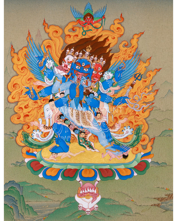 Heruka Vajrakilaya Thangka | Wrathful Deity Yab Yum Art