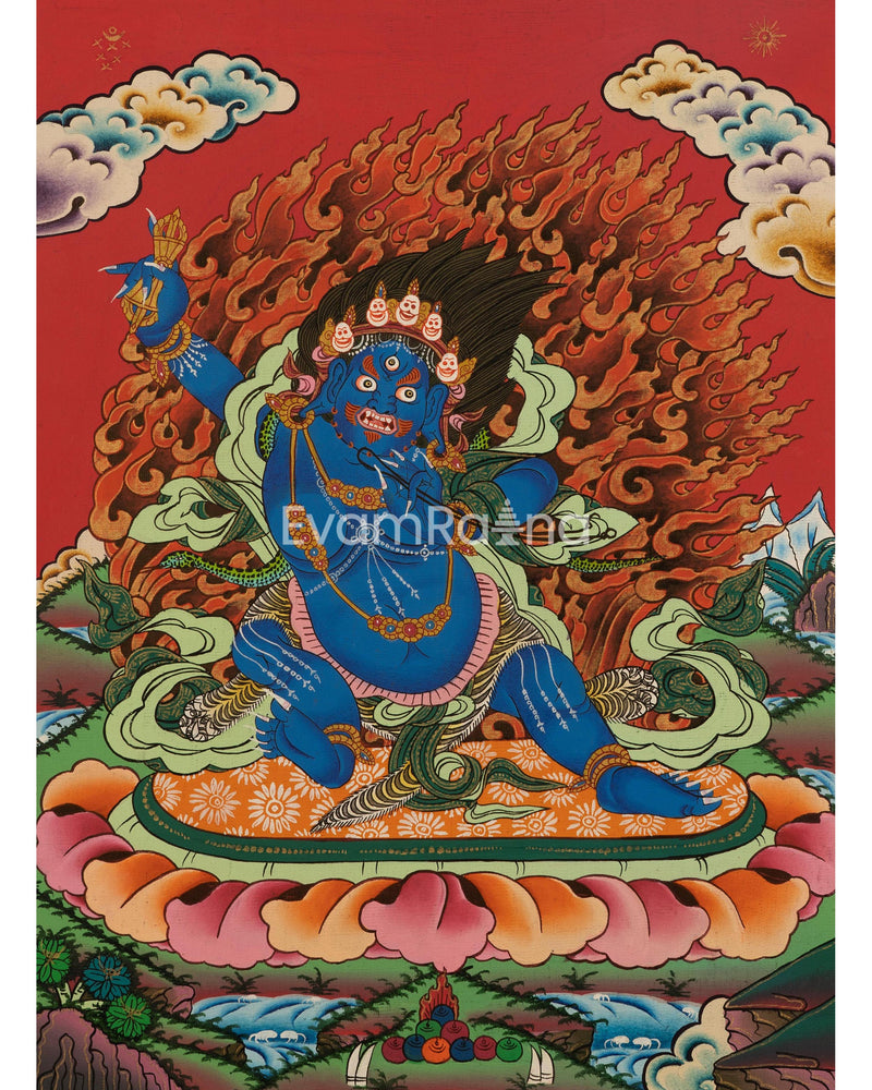 Original Hand Painted Vajrapani Thangka | Tibetan Wrathful Bodhisattva Painting