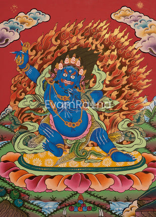 Original Hand Painted Vajrapani Thangka | Tibetan Wrathful Bodhisattva Painting