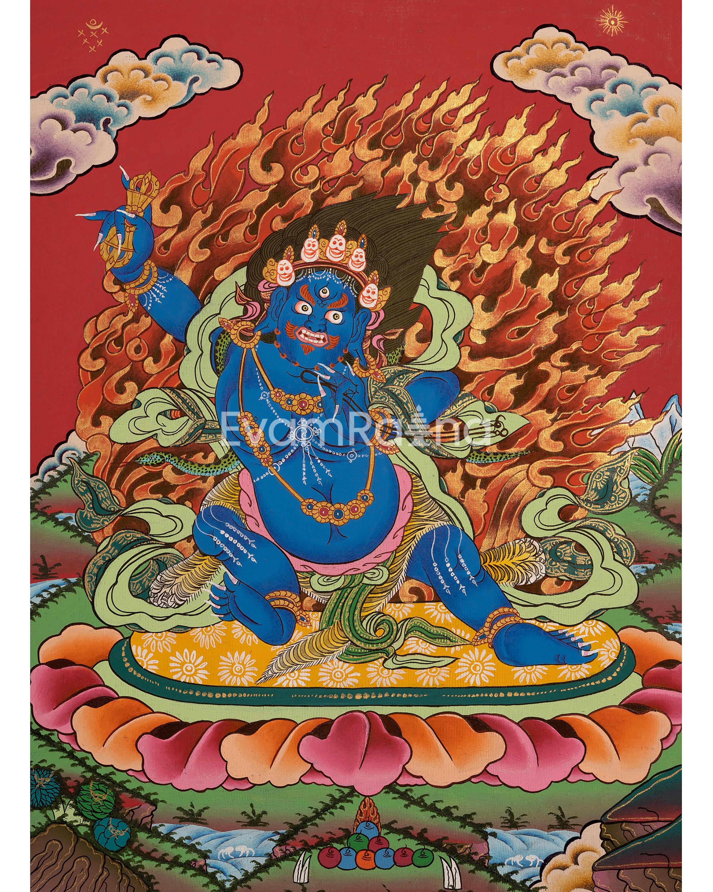 Original Hand Painted Vajrapani Thangka | Tibetan Wrathful Bodhisattva Painting