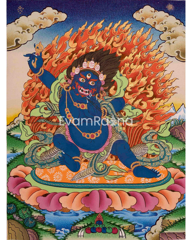 Original Hand-Painted Vajrapani Thangka | Tibetan Buddhist Canvas Art