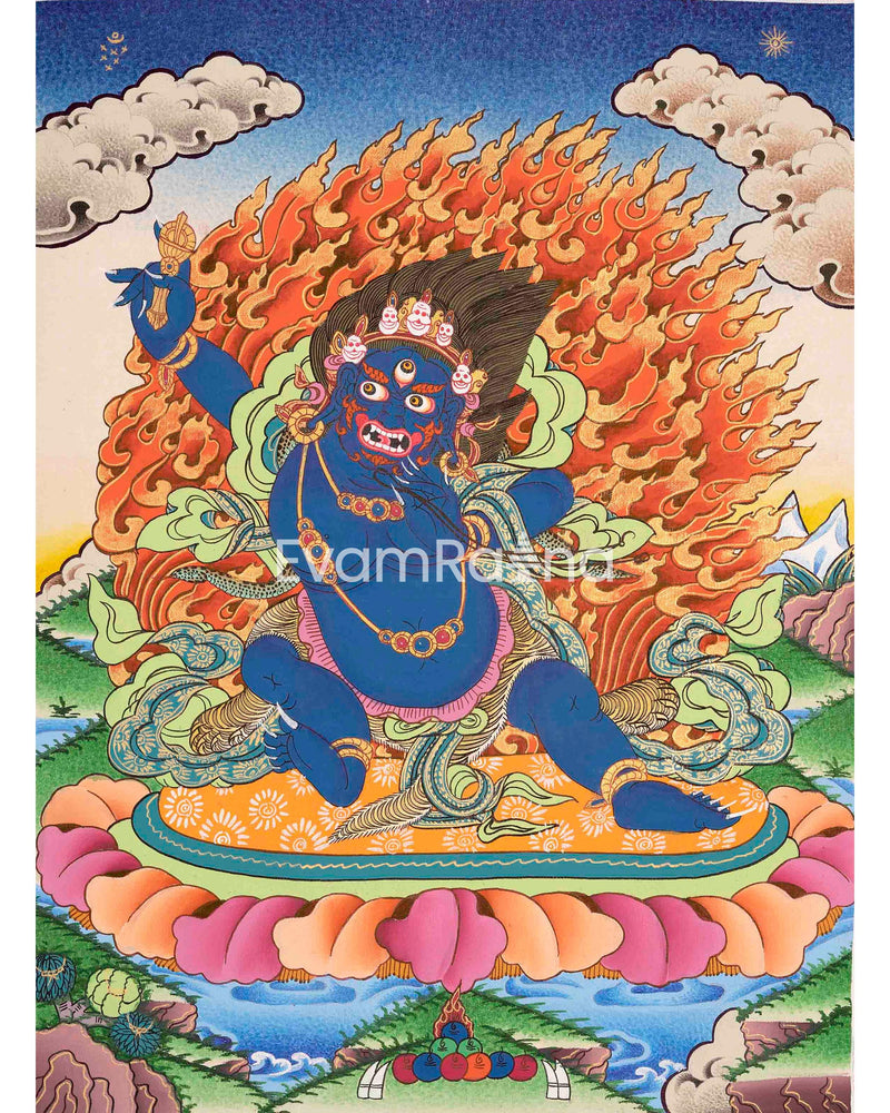 Original Hand-Painted Vajrapani Thangka | Tibetan Buddhist Canvas Art