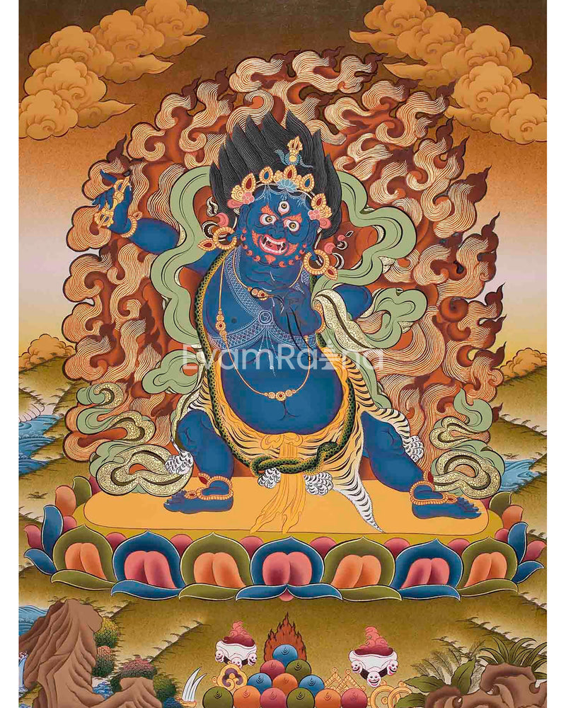 Vajrapani Bodhisattva Thangka Painting | Vairocana Buddha Thangka | Buddhist Art |