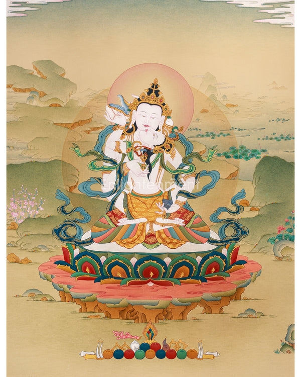 Vajrasattva Consort Thangka | Majestic Art of Sacred Purification and Enlightenment