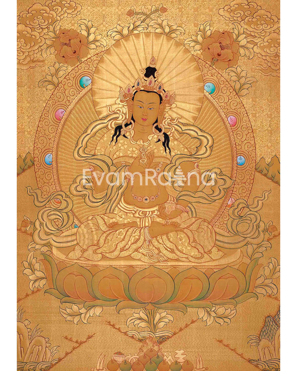 Original Full Gold Style Vajrasattva Thangka |  Hand-Painted Thanka