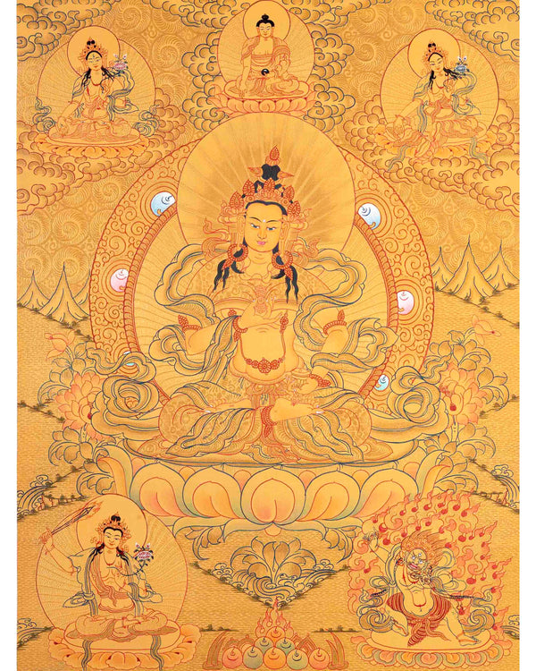 Full Gold Hand-Painted Vajrasattva Thangka