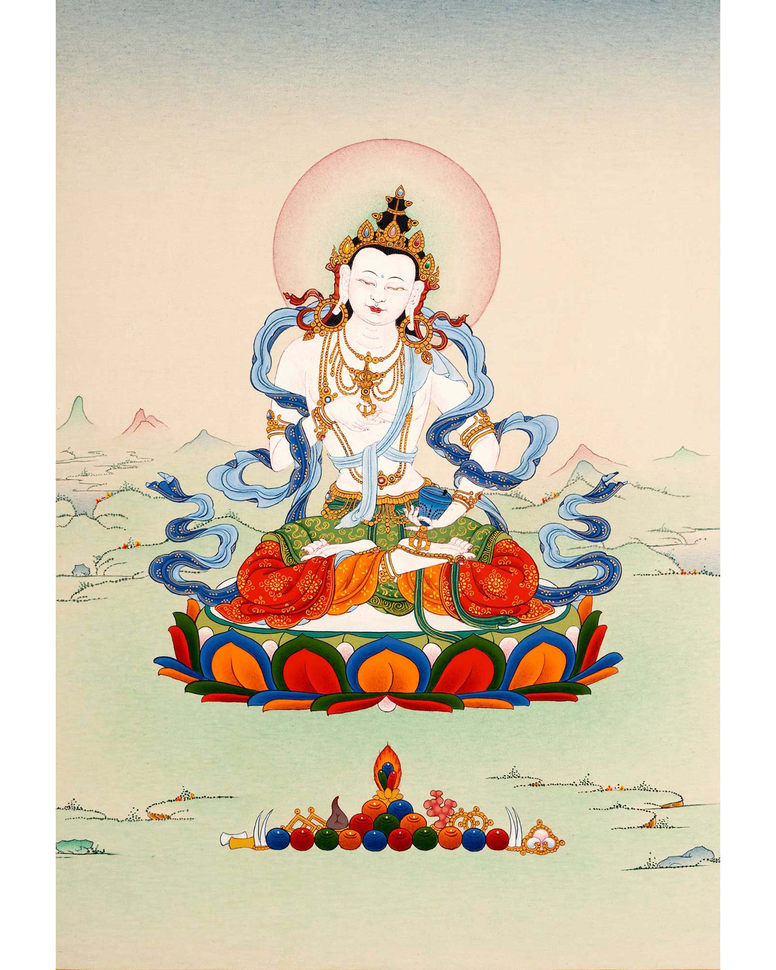 Vajrasattva Thangka | Traditionally Hand Painted Dorje Sempa Art