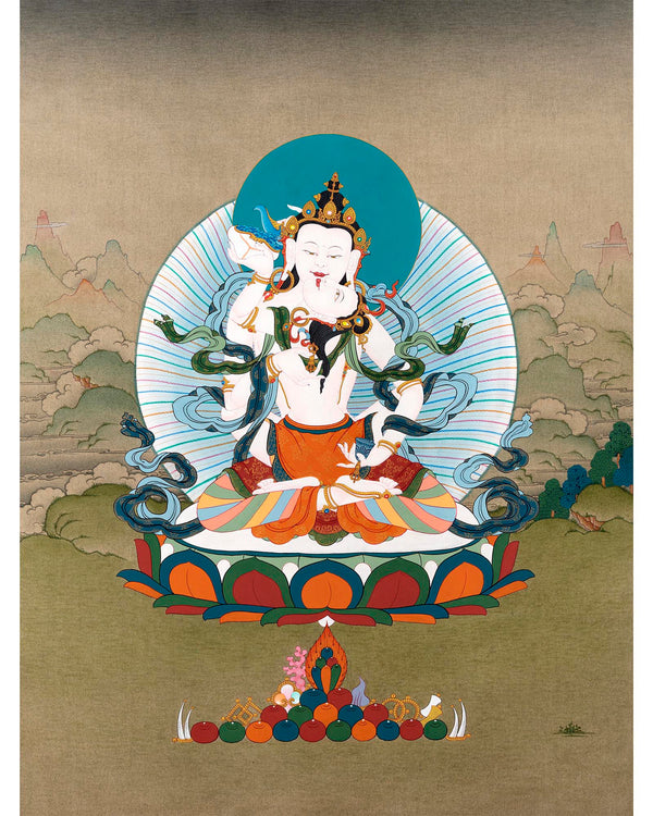 Vajrasattva Consort Thangka | Dorje Sempa Yab Yum | Tibetan Buddhist Art