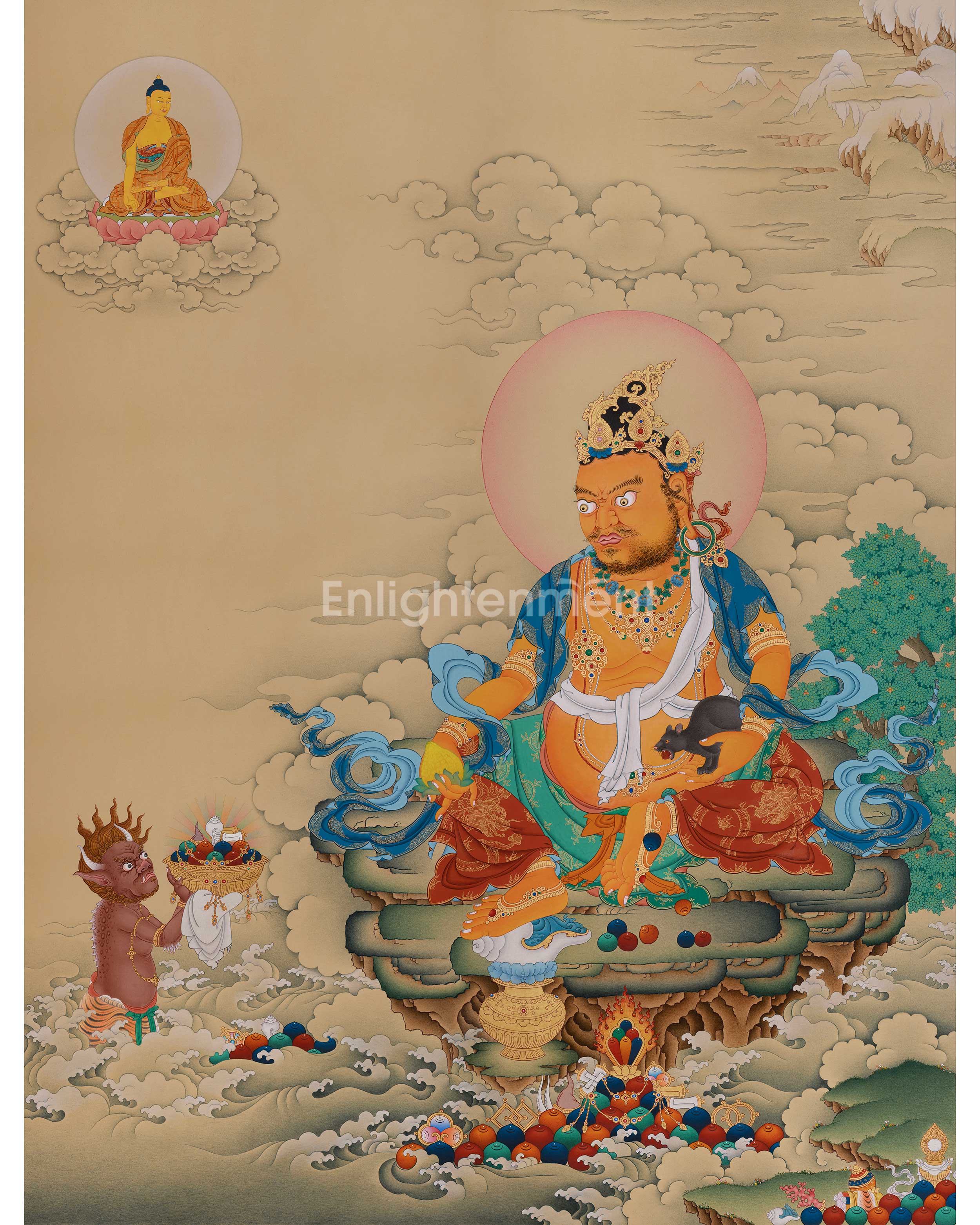 Vajrayana Abundance Deity Dzambhala Thangka
