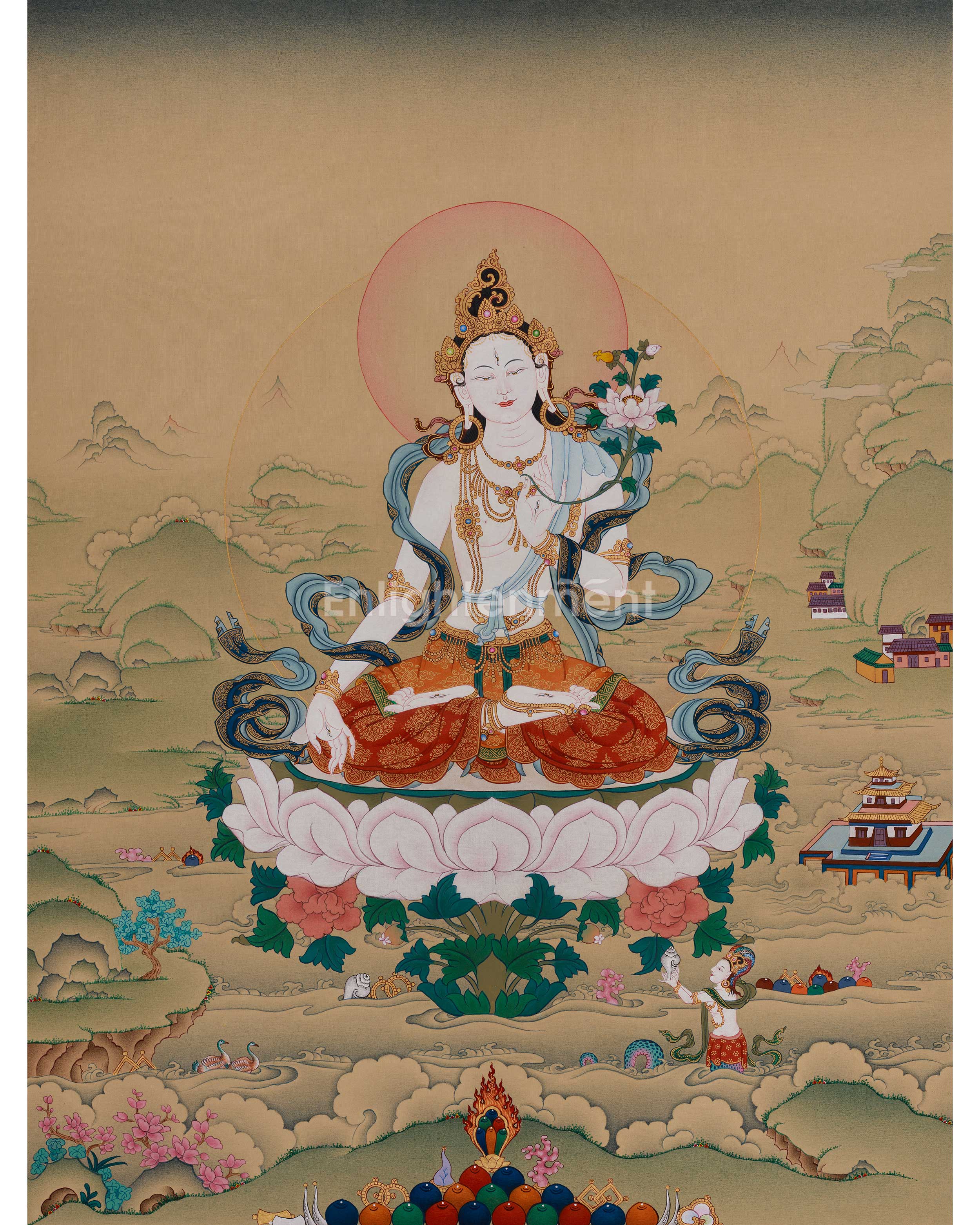 Vajrayana Deity White Tara Thangka