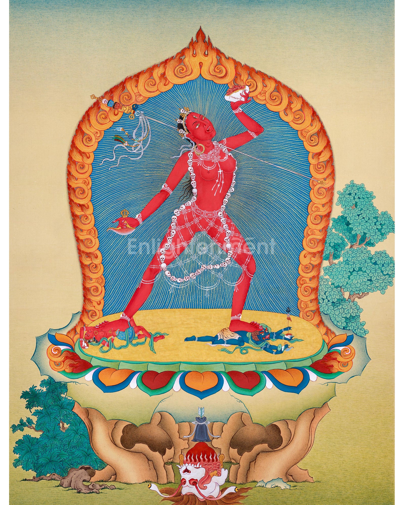 Exquisite Vajrayogini Thangka | Divine Feminine Dakini Art | Hand-Pain