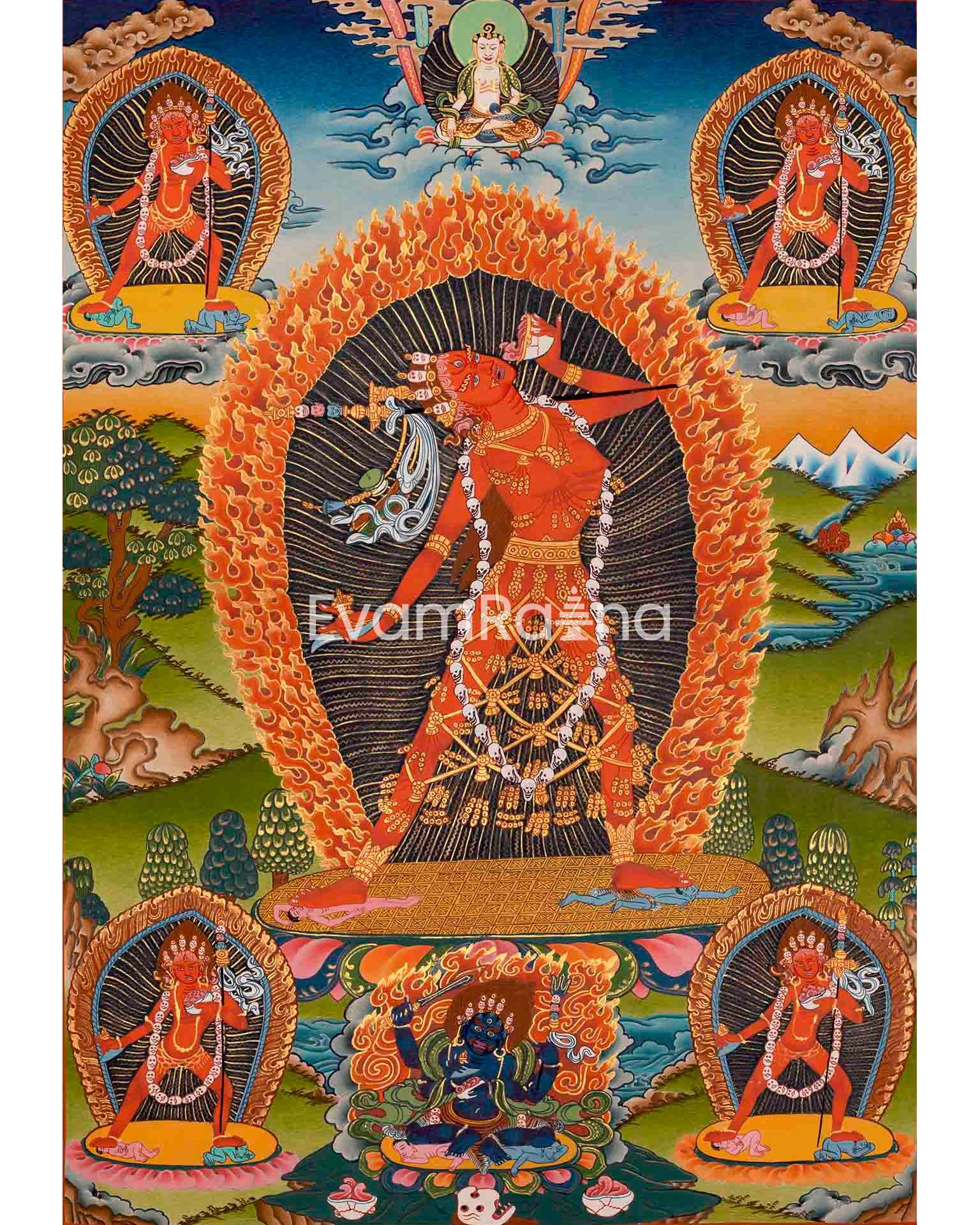 Original Hand Painted Vajrayogini Thangka Painting | Buddhist Art for