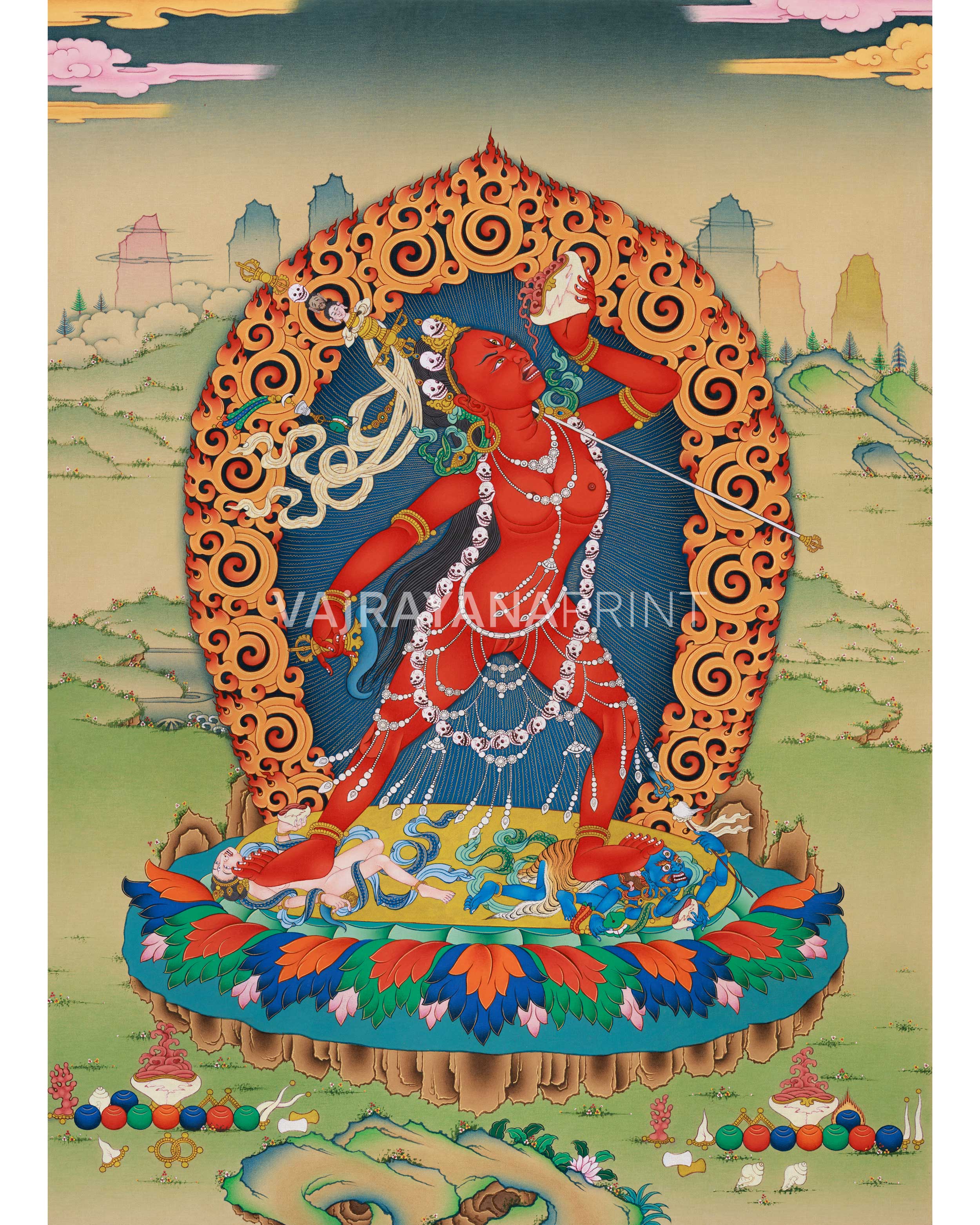 Vajrayogini Thangka Print | Traditional Dakini Canvas Art | Wall Decor