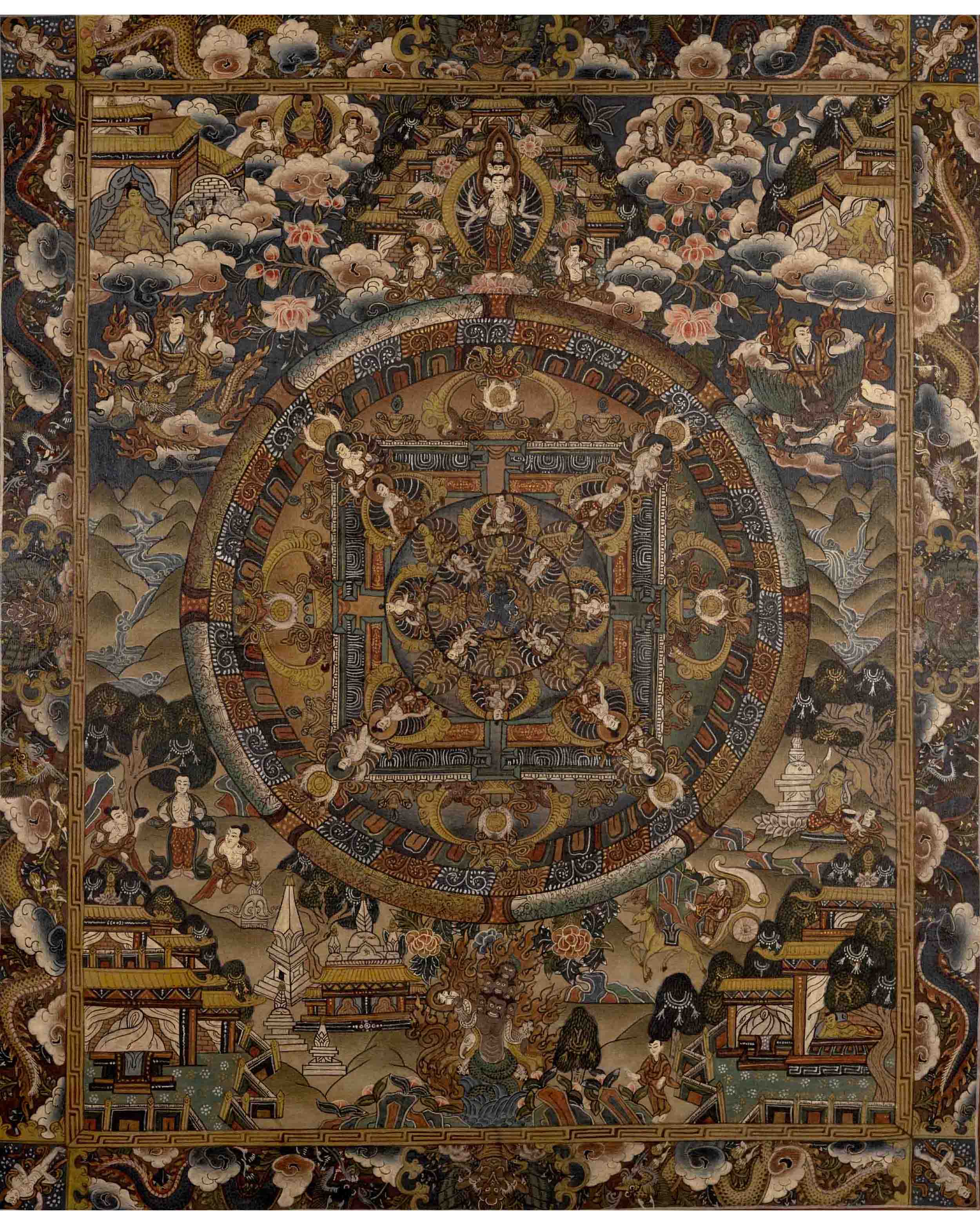 Original Handmade Vintage Buddha Mandala Thangka