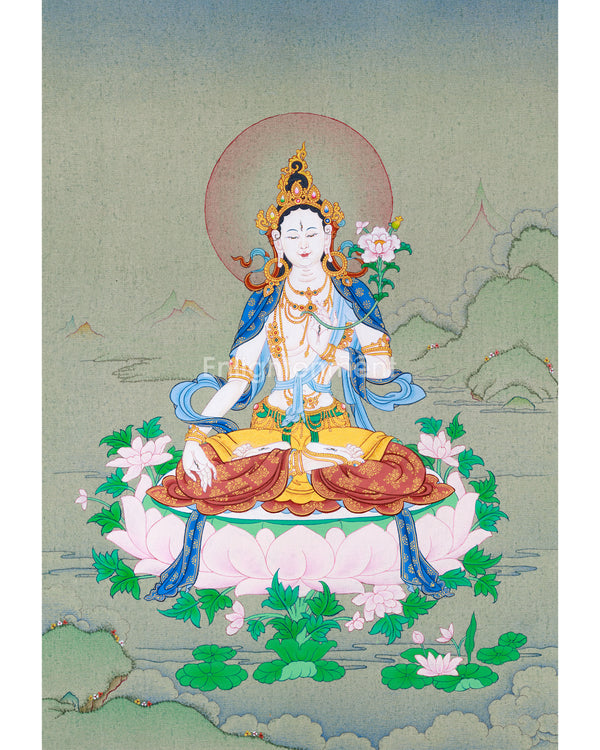 White Tara, Goddess of Compassion Thangka | Authentic Himalayan Art for Spiritual Wellness