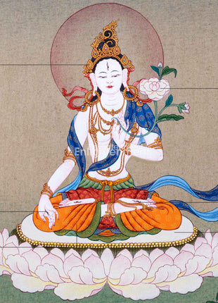 Buddhist White Tara Thangka | Handpainted Traditional Artwork | Vajrayana Painting