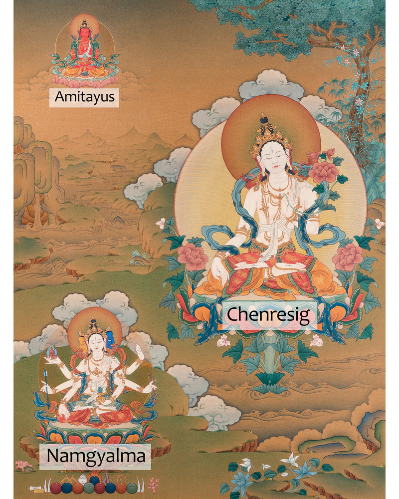 Bodhisattvas of Long Life: White Tara, Amitayus, Namgyalma Buddhist Art