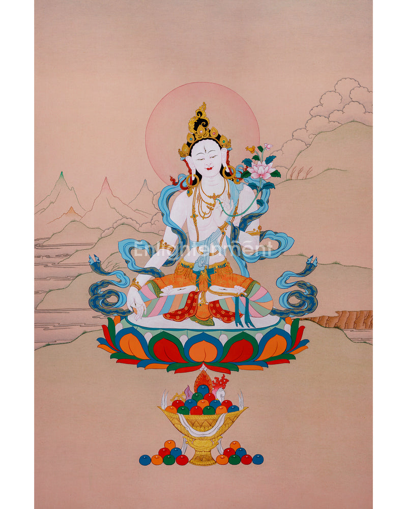 Spectacular White Tara| Karma Gadri Thangka