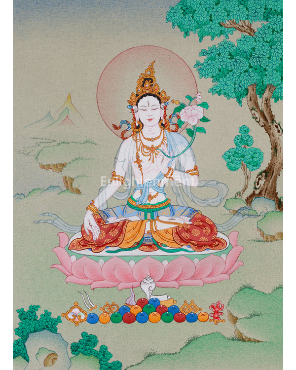 Small Maa White Tara Figure – Divine Compassion and Healing Art