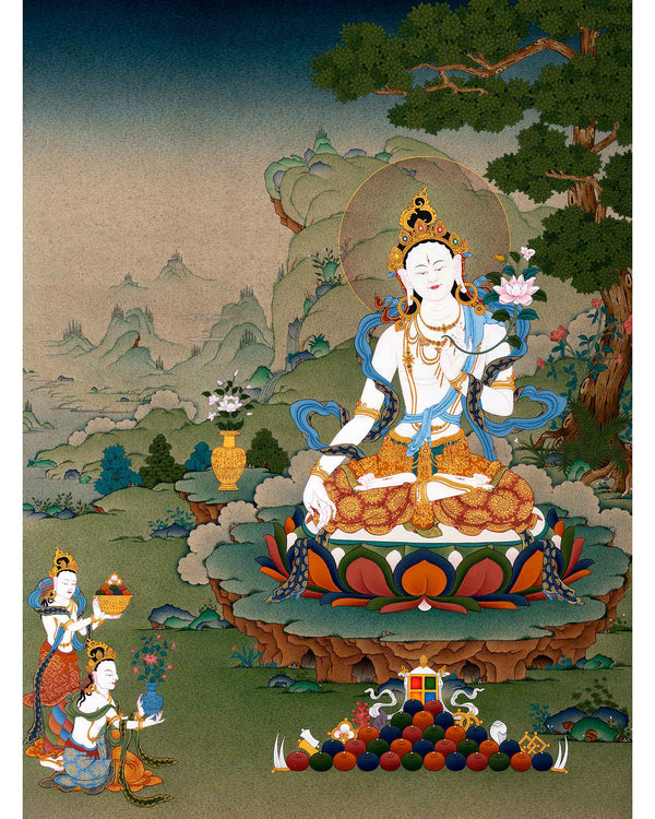 White Tara Thangka For Your Meditation Practice | Himalayan Buddhist Art