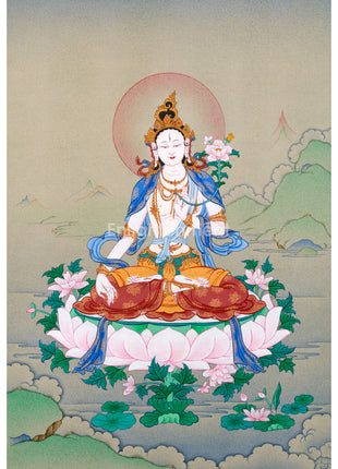 White Tara Thangka – The Compassionate Female Buddha