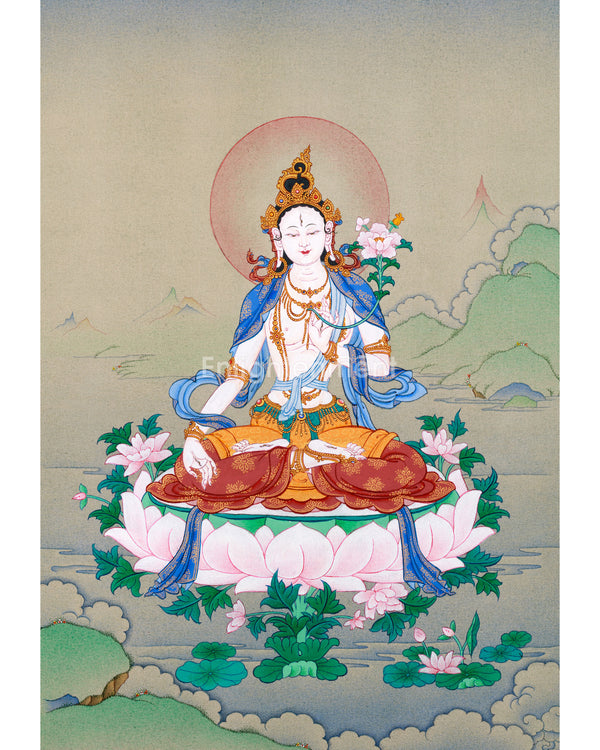 White Tara Thangka – The Compassionate Female Buddha