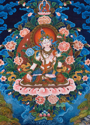 Newari Style White Tara Print 