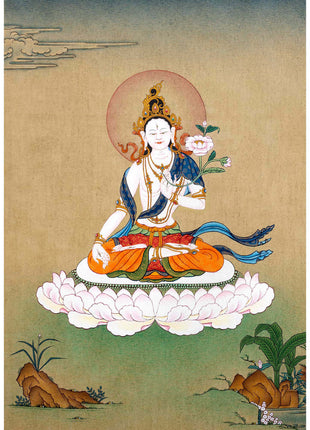 White Tara Meditation Thangka | Traditionally Hand Painted Art