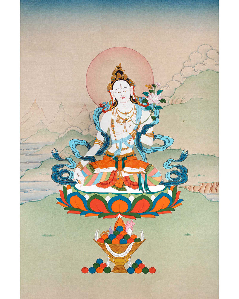 White Tara Thangka | Traditionally Hand Painted Art