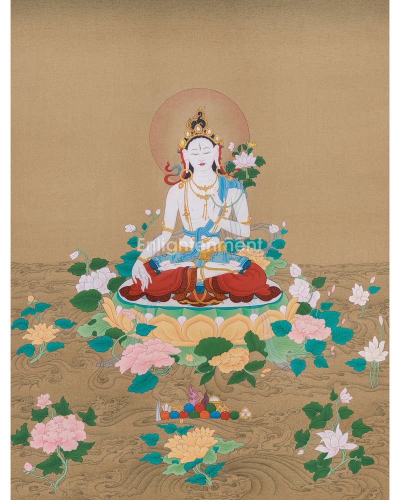 Extra-ordinary White Tara Thangka Painting