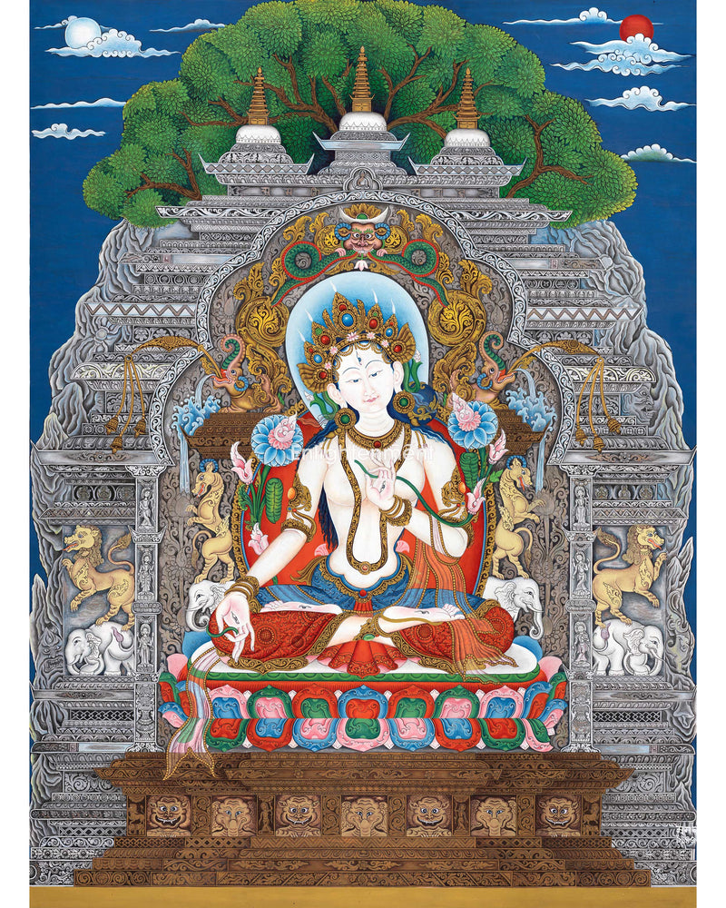 White Tara's Blessings In Thangka