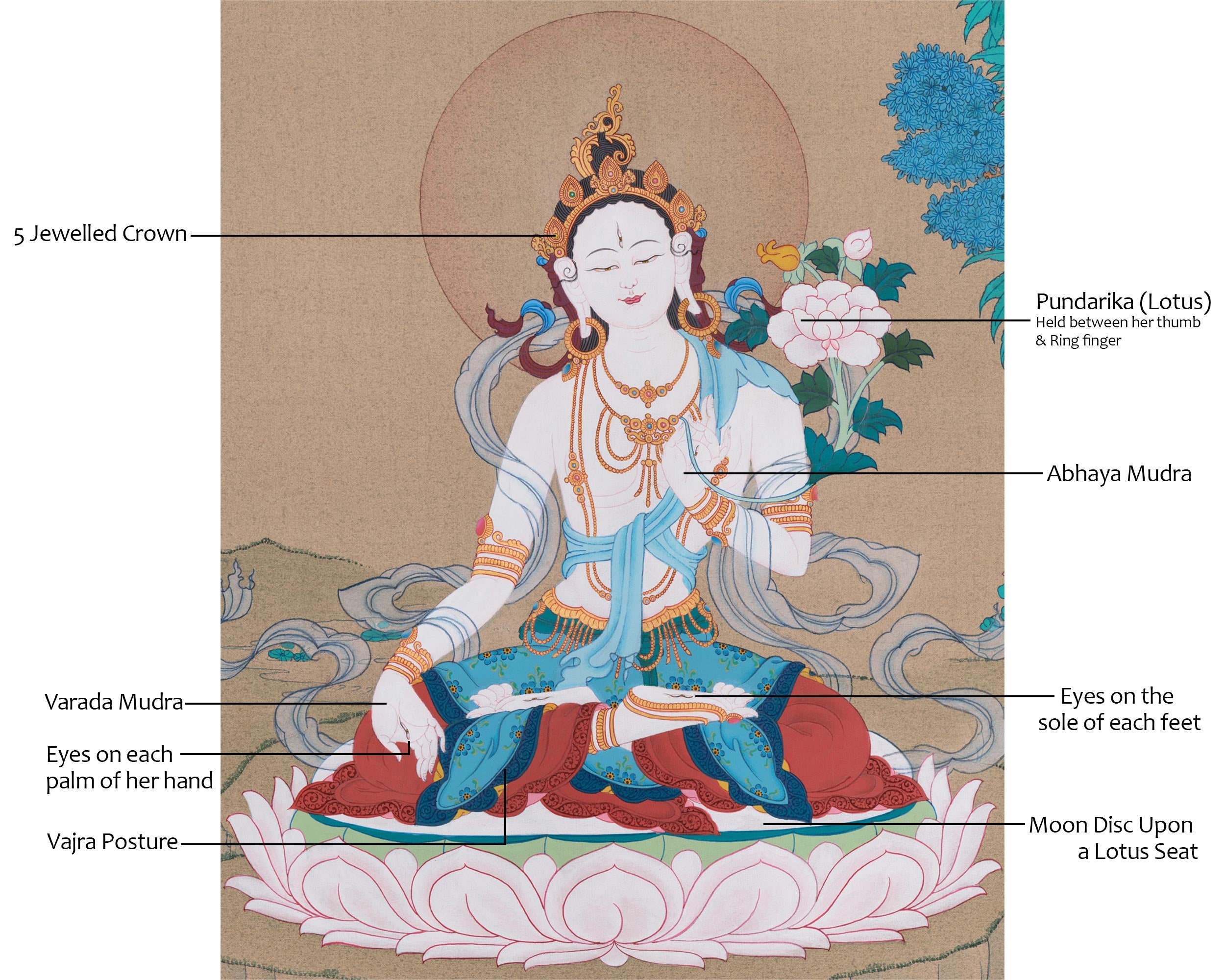 Seven Eyed Sita Tara Thangka | Guardian of Compassion and Longevity