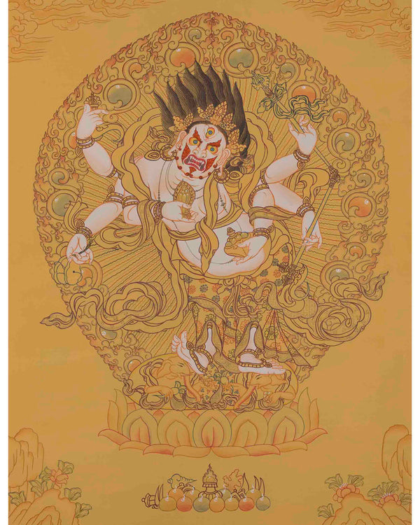 White Mahakala Thangka Painting