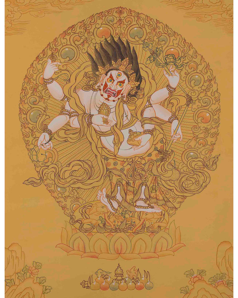 White Mahakala Thangka Painting