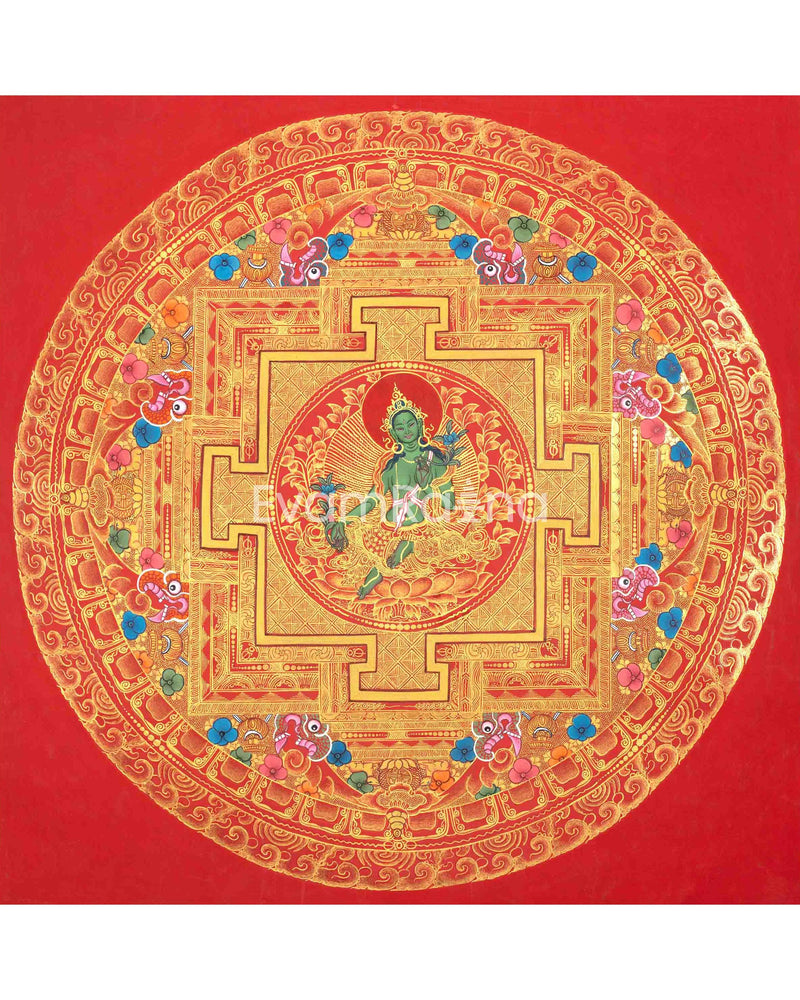 White Tara Mandala | Traditional Buddhist Art | Tibetan Wall Decoration Painting