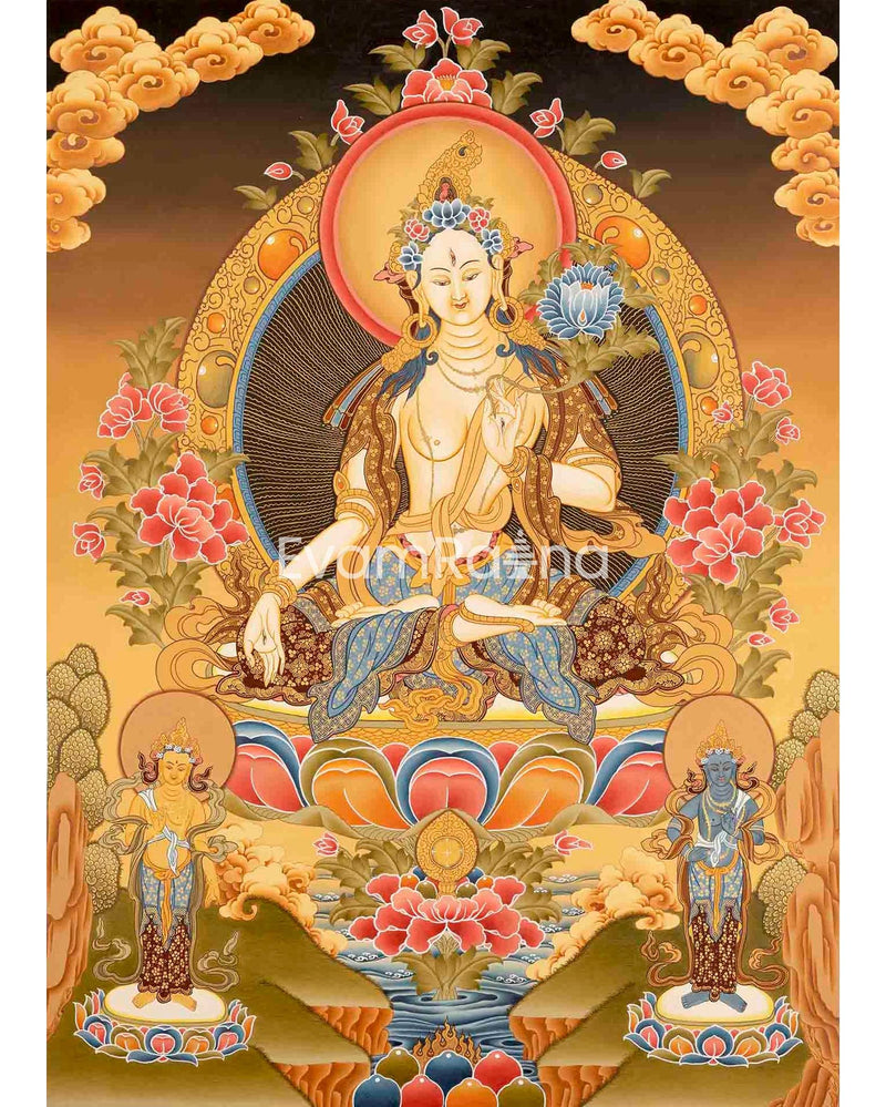 White Tara Thangka Painting