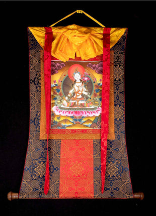 Tibetan White Tara Thangka | Tibetan Wall Decoration Painting