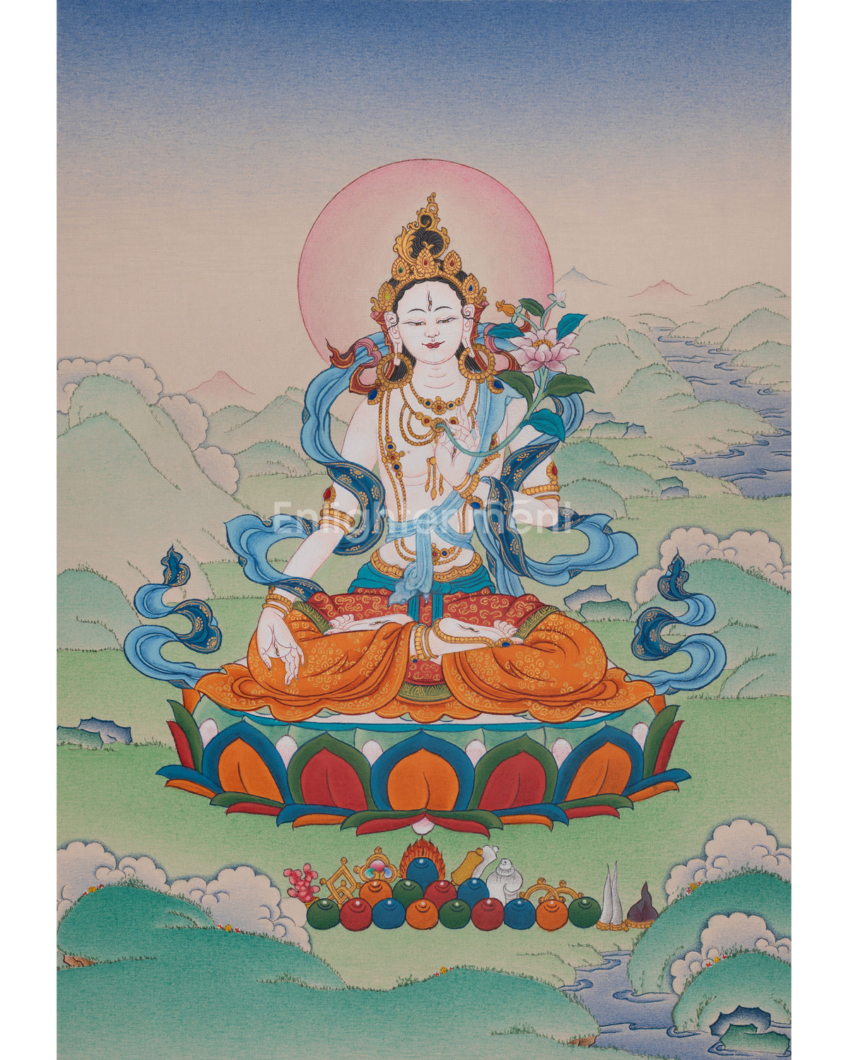 White Tara Buddhist Thangka Painting