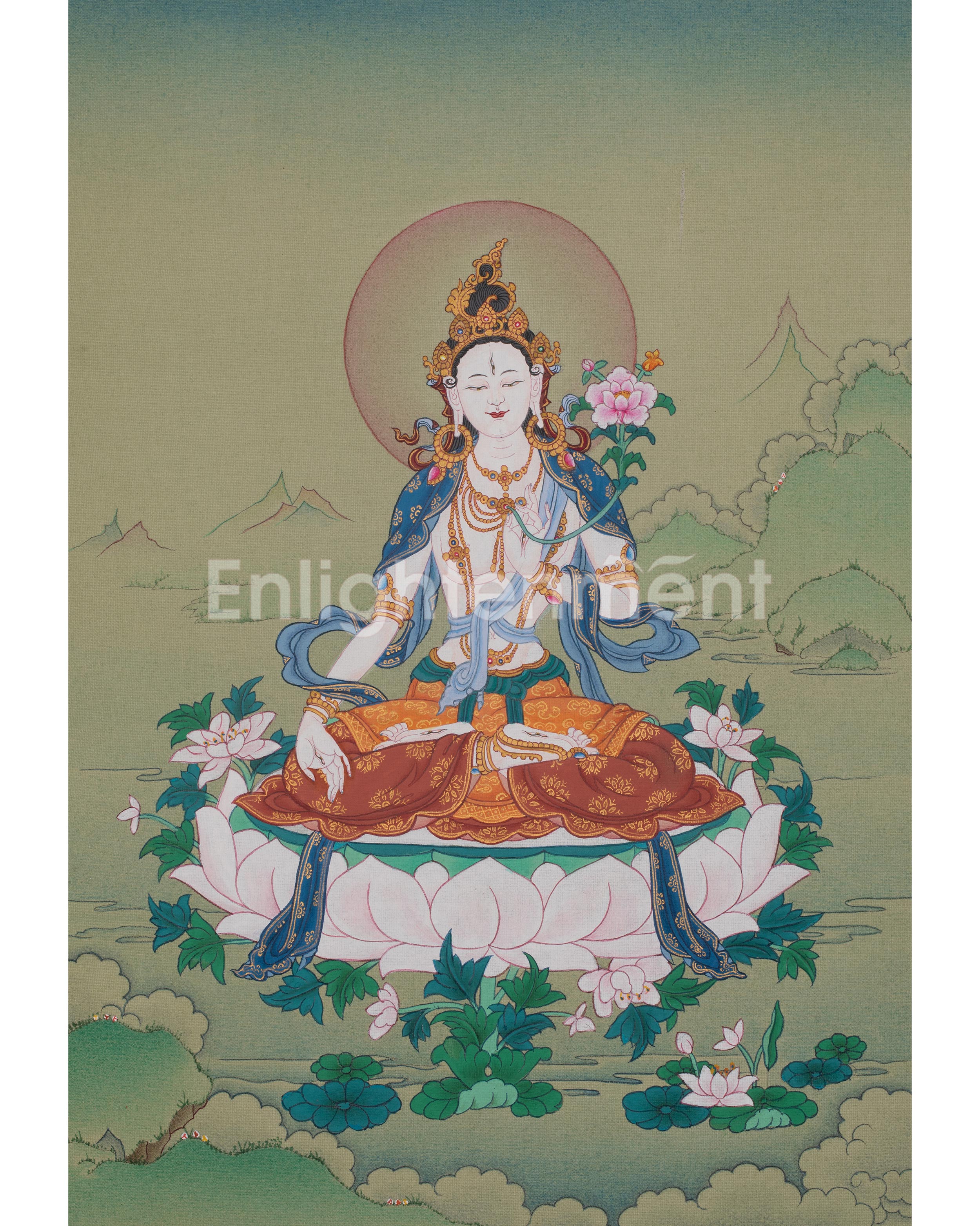White Tara Compassion Symbol Thangka 