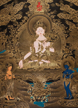 White Tara Female Buddha Thangka