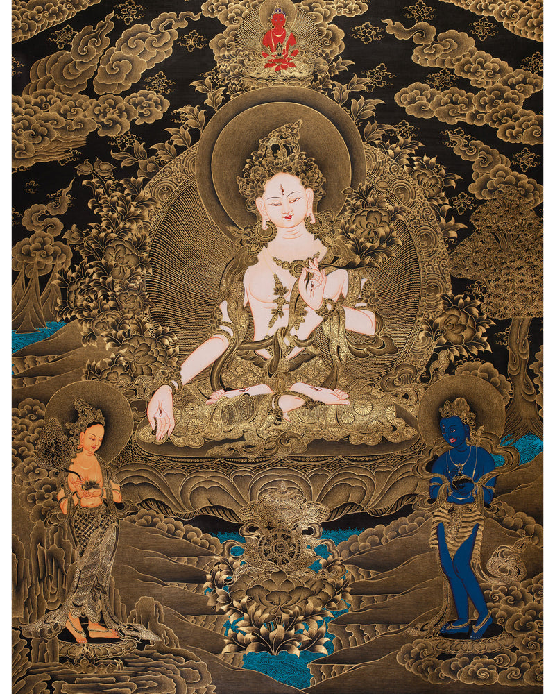 White Tara Female Buddha Thangka