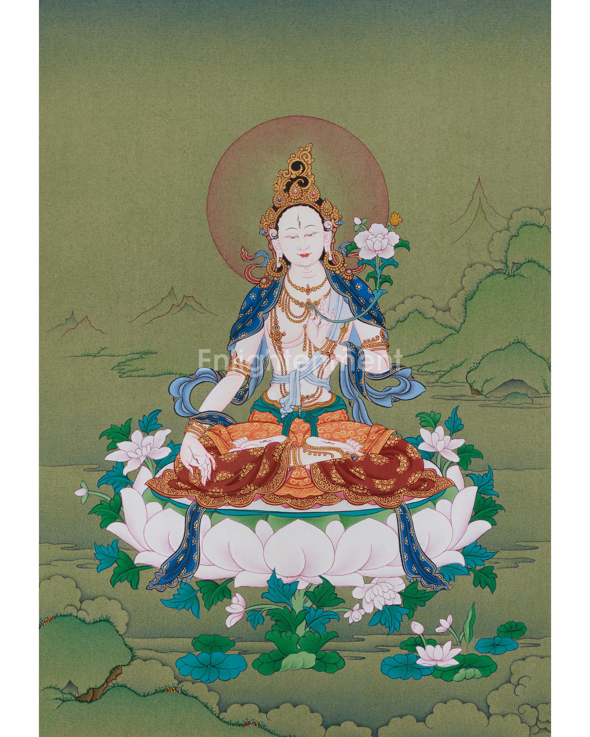 White Tara Goddess of Healing Thangka 