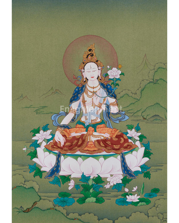 White Tara Goddess of Healing Thangka 