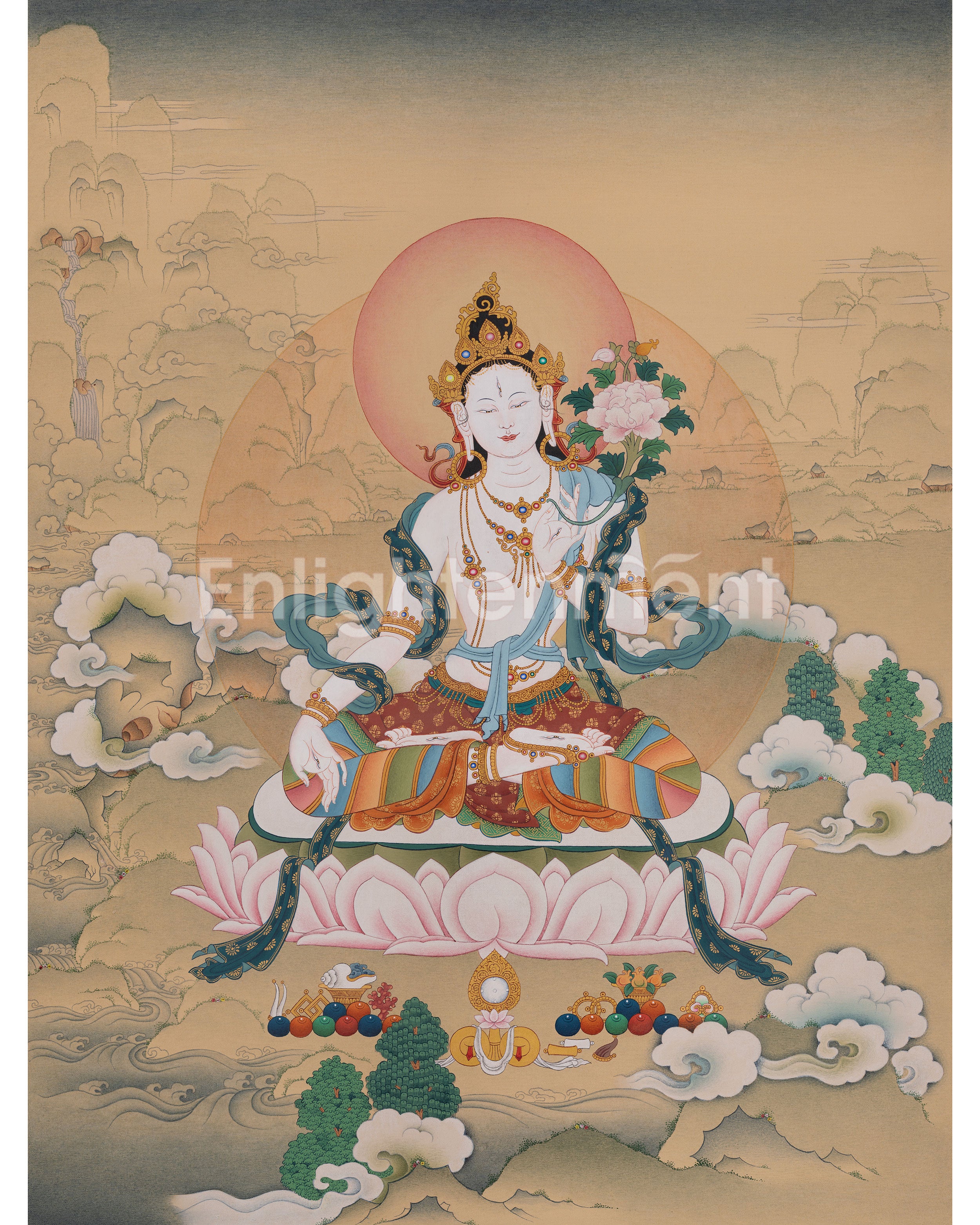 White Tara Longevity Thangka Art 