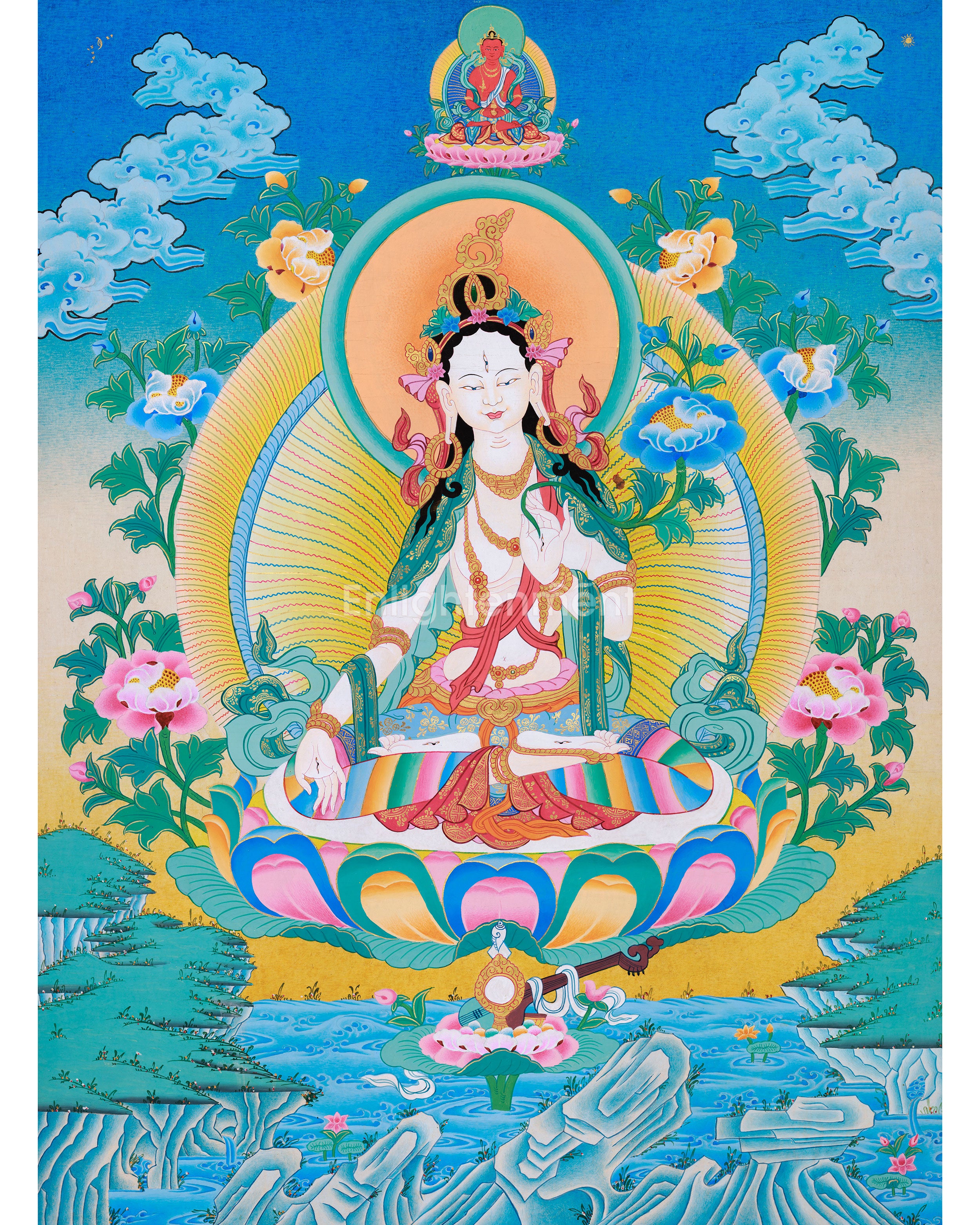 White Tara with Amitayus Buddha Art