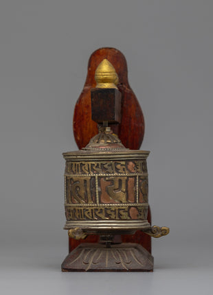 Wood Prayer Wheel Nepal Hand Carved