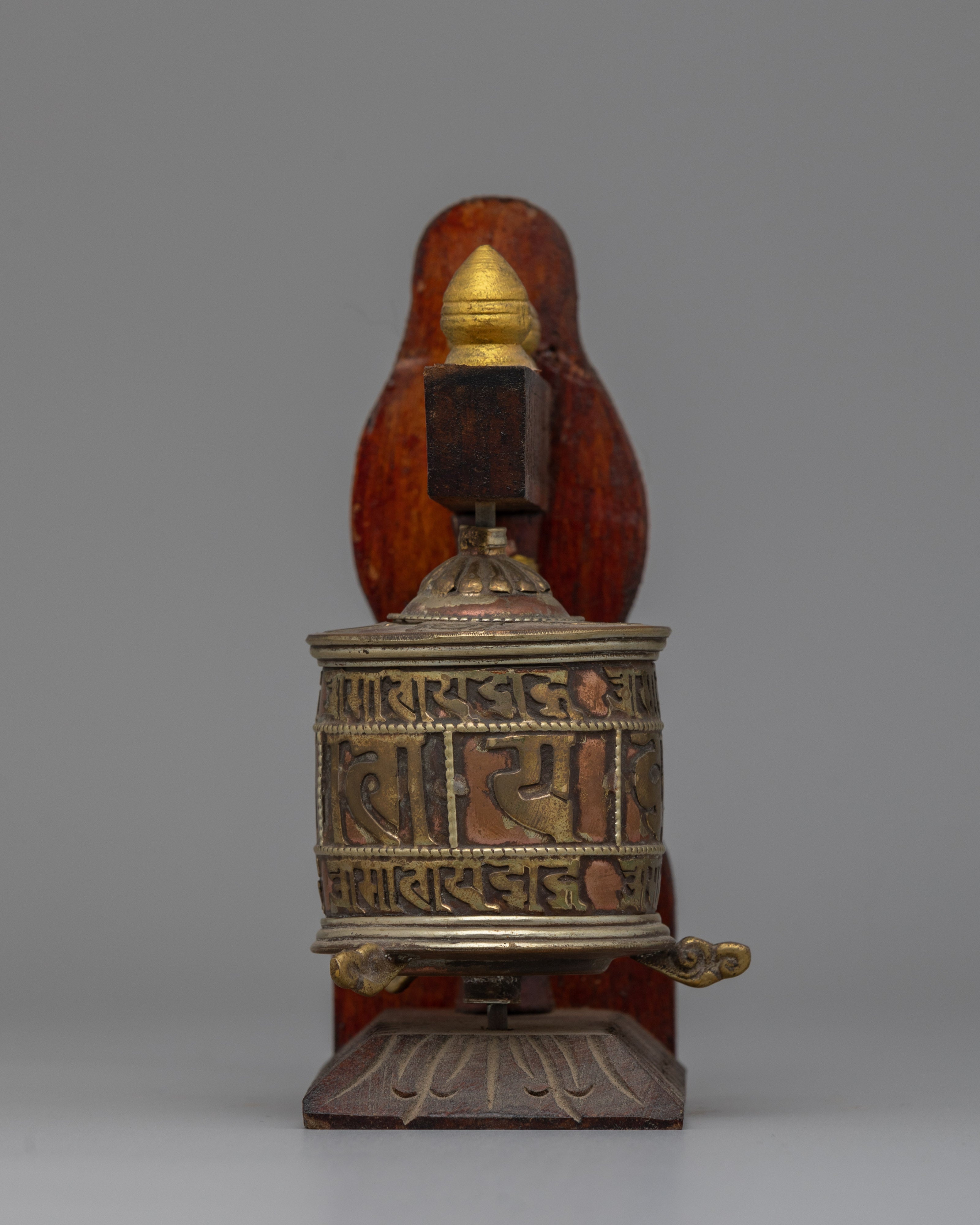 Wood Prayer Wheel Nepal Hand Carved